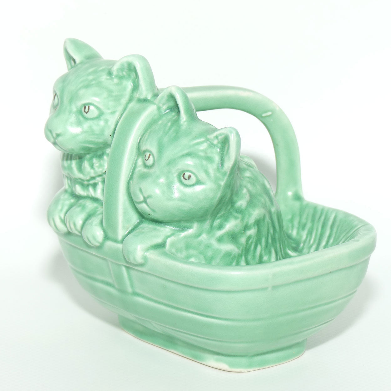 SylvaC #1296 | Kittens in Basket | Jade Green