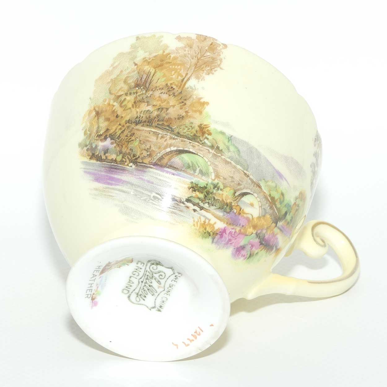 Shelley Ripon shape Heather pattern trio | Cream body | Square Plate | 12977