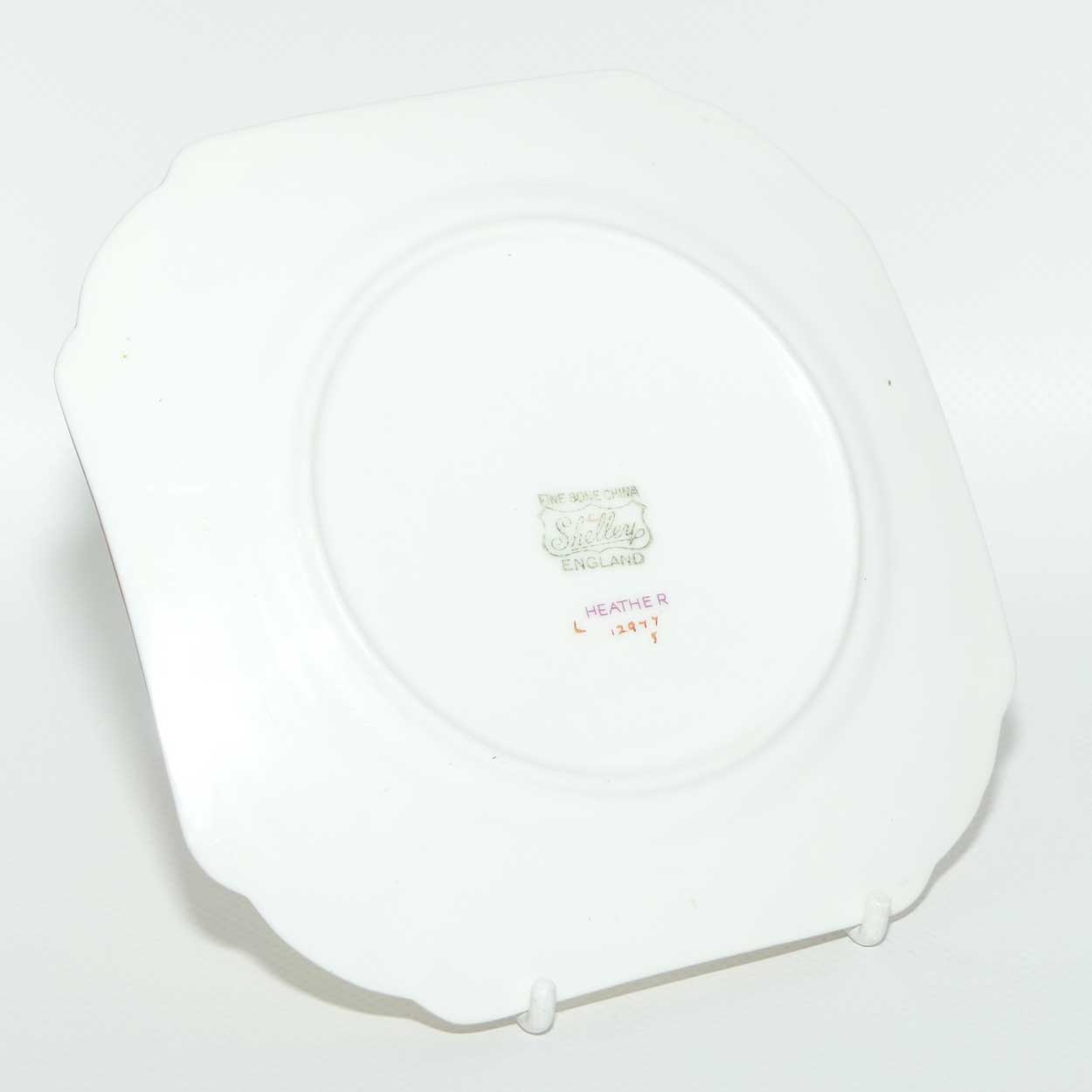 Shelley Ripon shape Heather pattern trio | Cream body | Square Plate | 12977