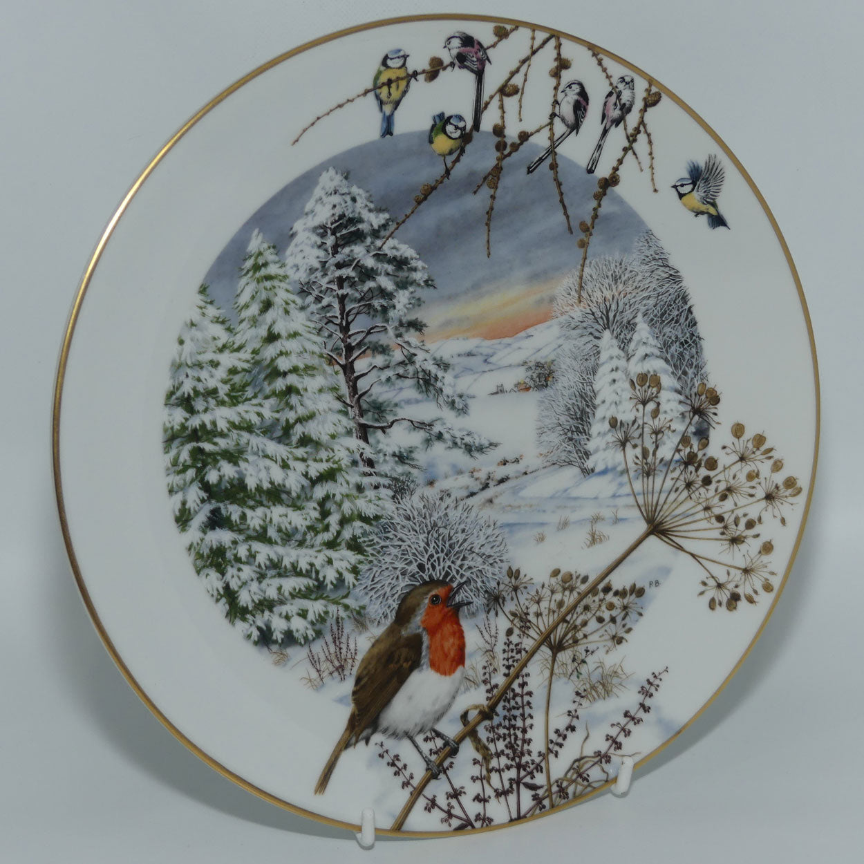 Royal Worcester for Franklin Porcelain | Peter Barnett | Months series | plate #12 | A Country Lane in December