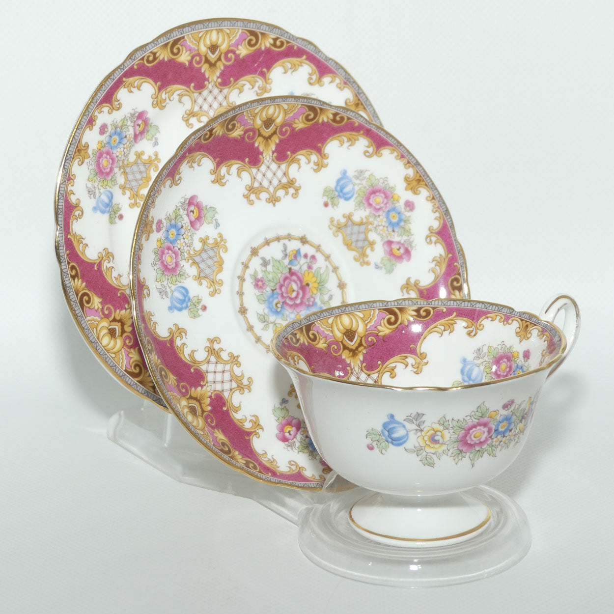 Shelley Gainsborough shape Sheraton pattern trio | Red with Gold | 13289