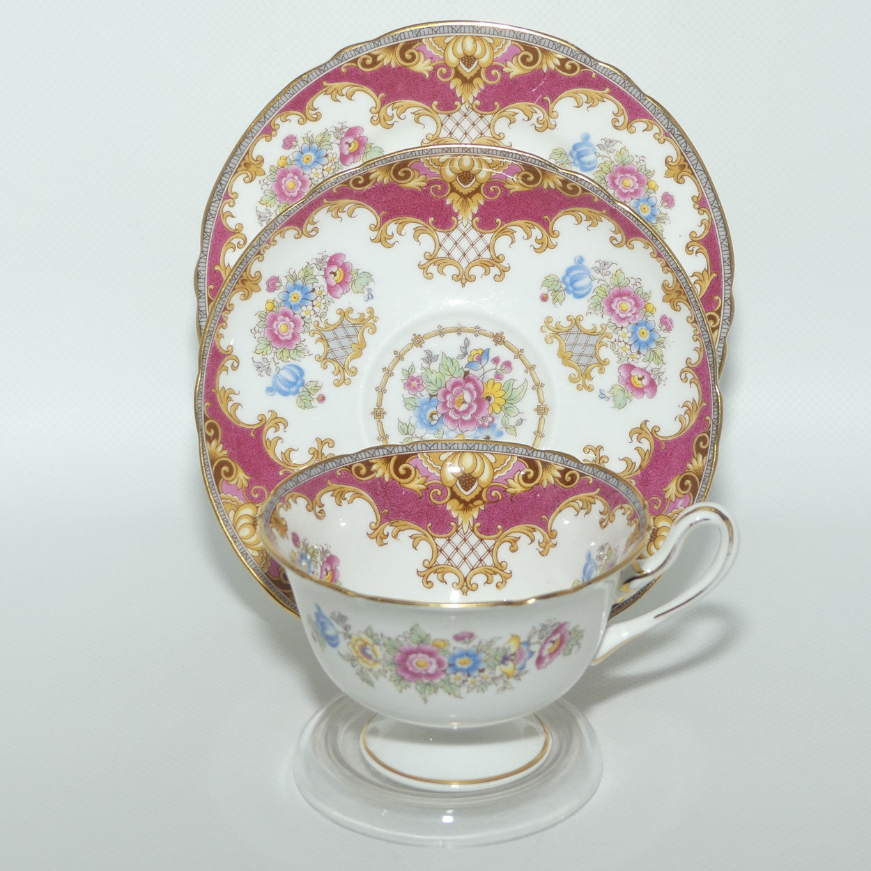 Shelley Gainsborough shape Sheraton pattern trio | Red with Gold | 13289