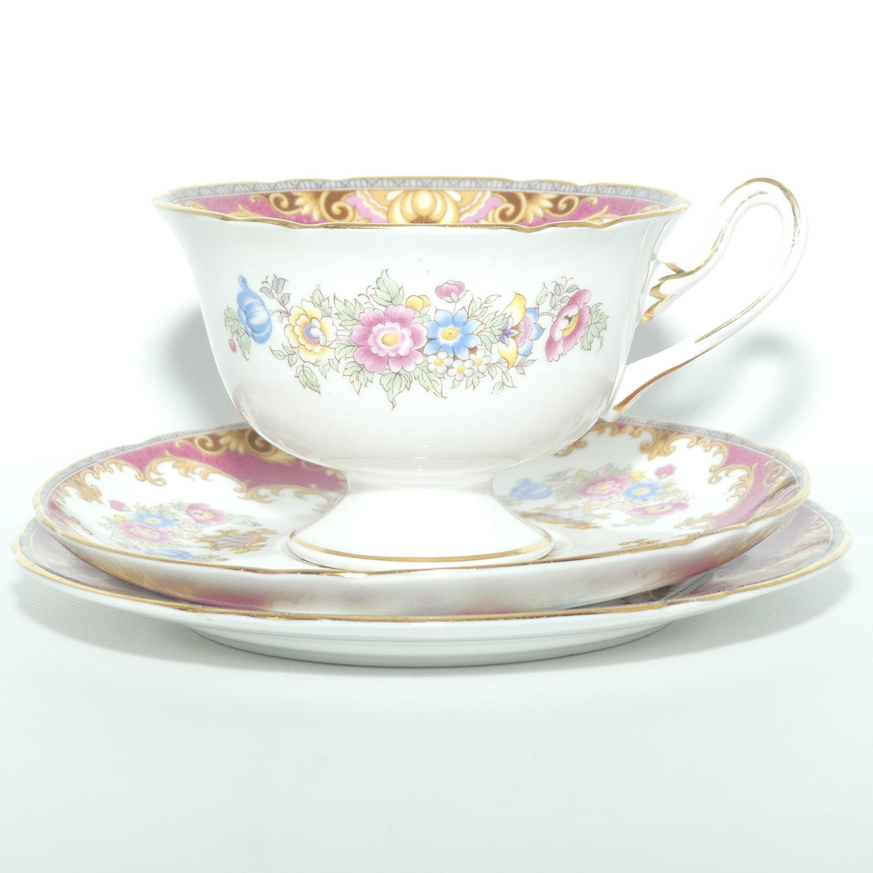 Shelley Gainsborough shape Sheraton pattern trio | Red with Gold | 13289