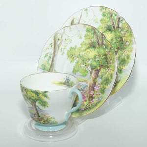 Shelley Richmond shape Woodland pattern trio | Gilt Trim | Round Plate | 13348