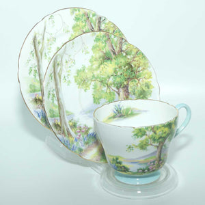 Shelley Richmond shape Woodland pattern trio | Gilt Trim | Round Plate | 13348