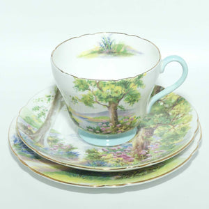 Shelley Richmond shape Woodland pattern trio | Gilt Trim | Round Plate | 13348