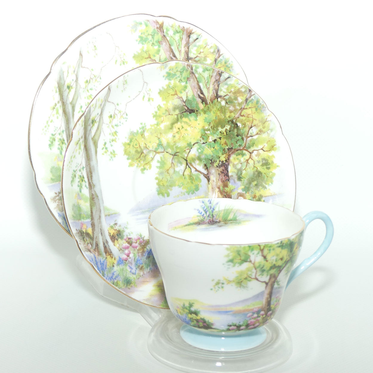 Shelley Richmond shape Woodland pattern trio | Gilt Trim | Round Plate | 13348 | #2