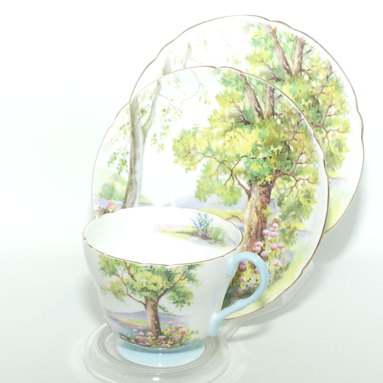Shelley Richmond shape Woodland pattern trio | Gilt Trim | Round Plate | 13348 | #2