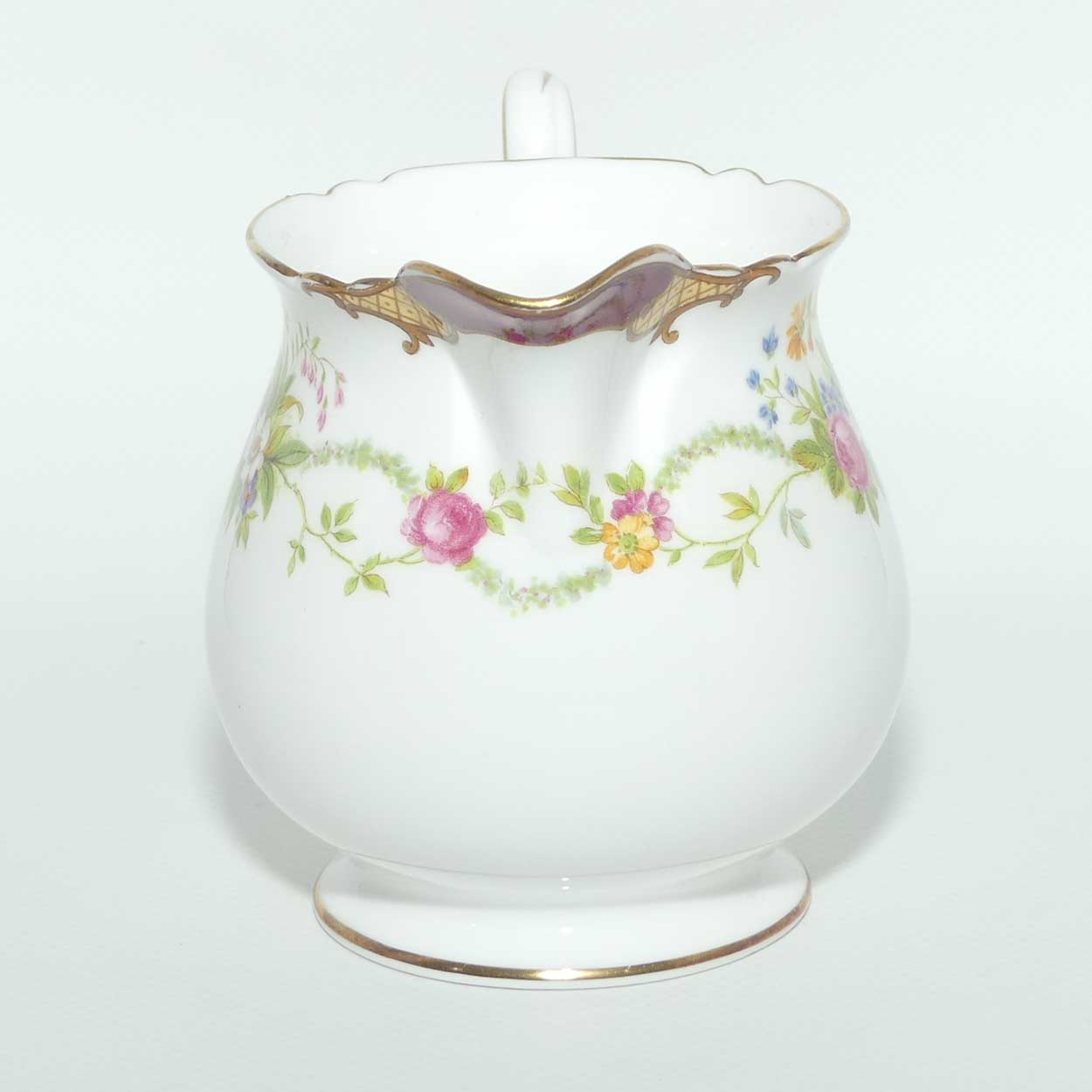 Shelley Gainsborough shape Dubarry pattern milk and sugar | 13395 | Rich Crimson with Gilt Trim