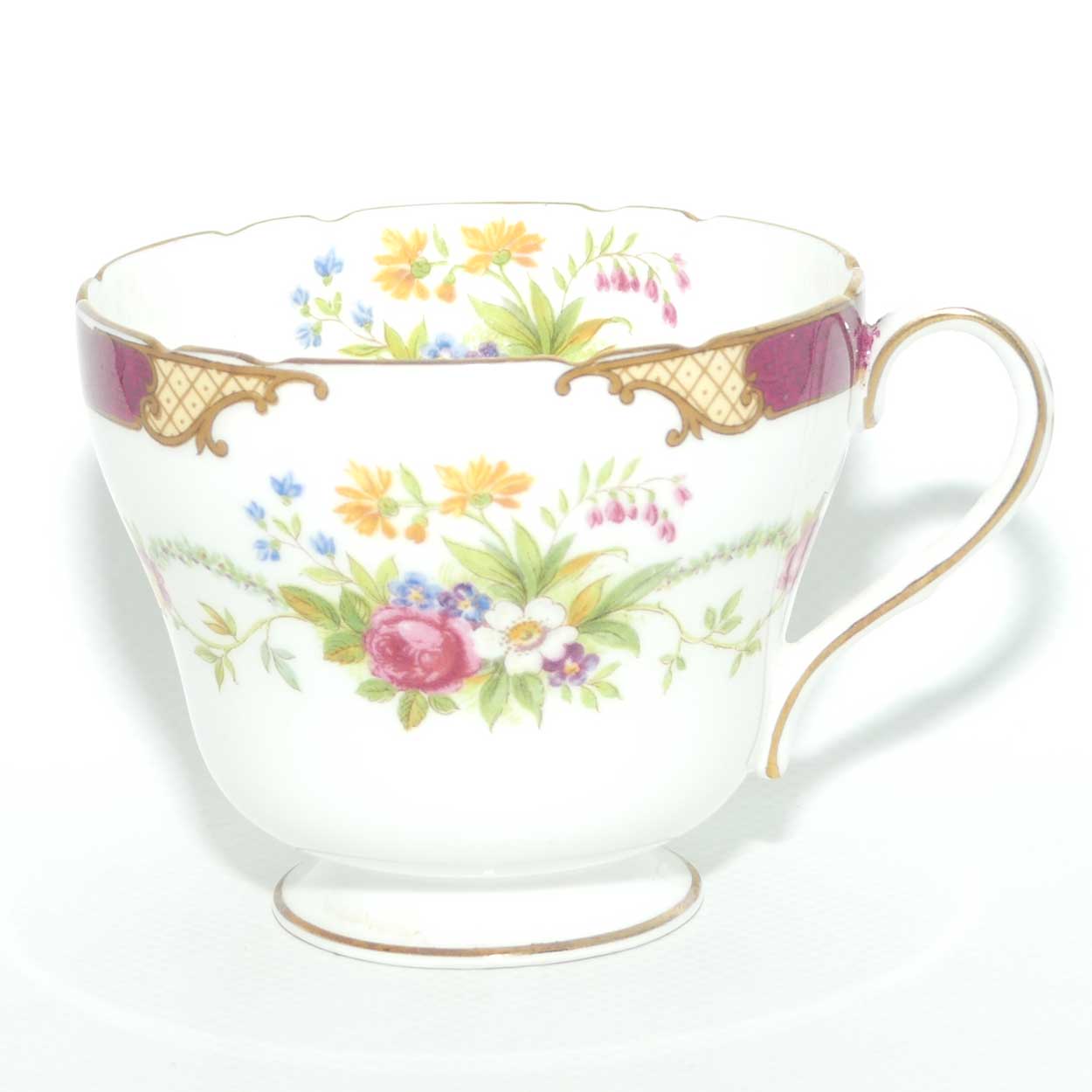 Shelley Richmond shape Dubarry trio | 13395 | Rich Crimson with Gilt Trim