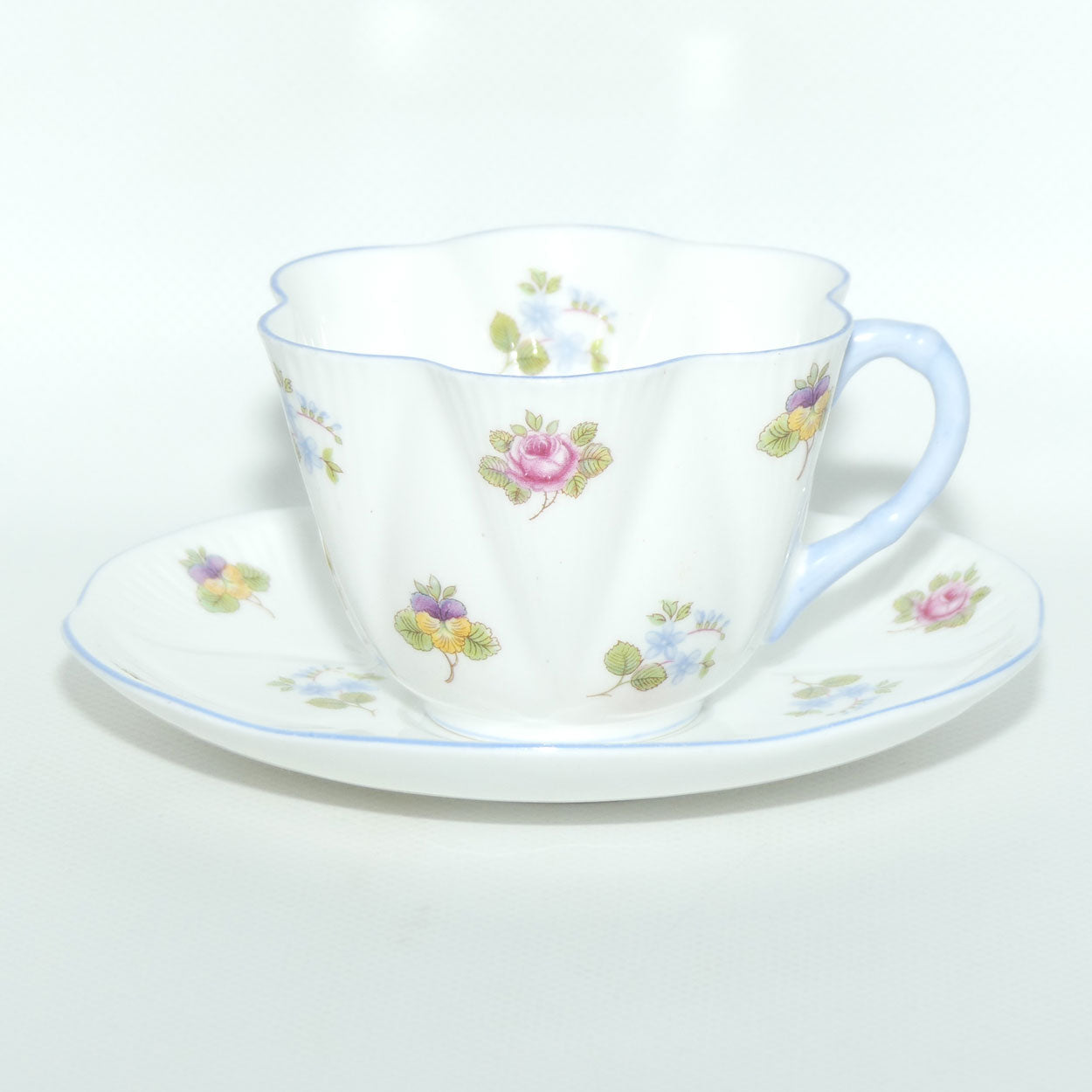 Shelley Dainty shape Rose, Pansy Forget me Not duo | 13424