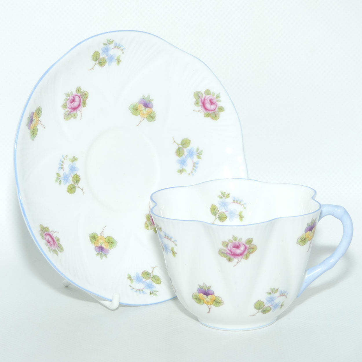 Shelley Dainty shape Rose, Pansy Forget me Not duo | 13424