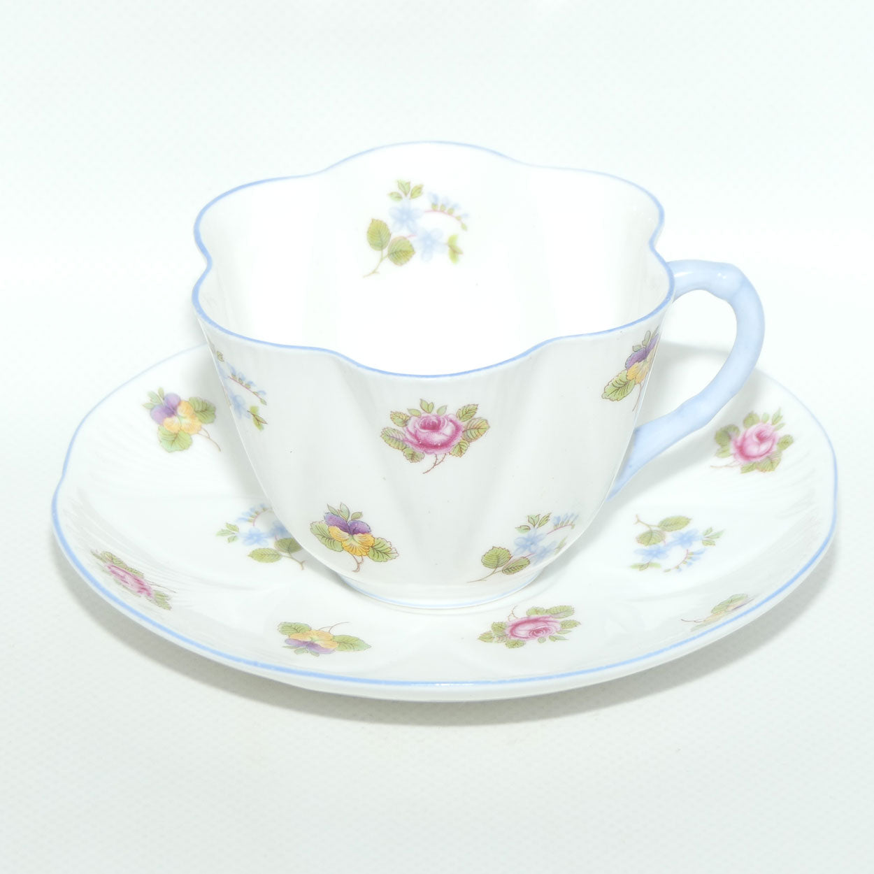 Shelley Dainty shape Rose, Pansy Forget me Not duo | 13424