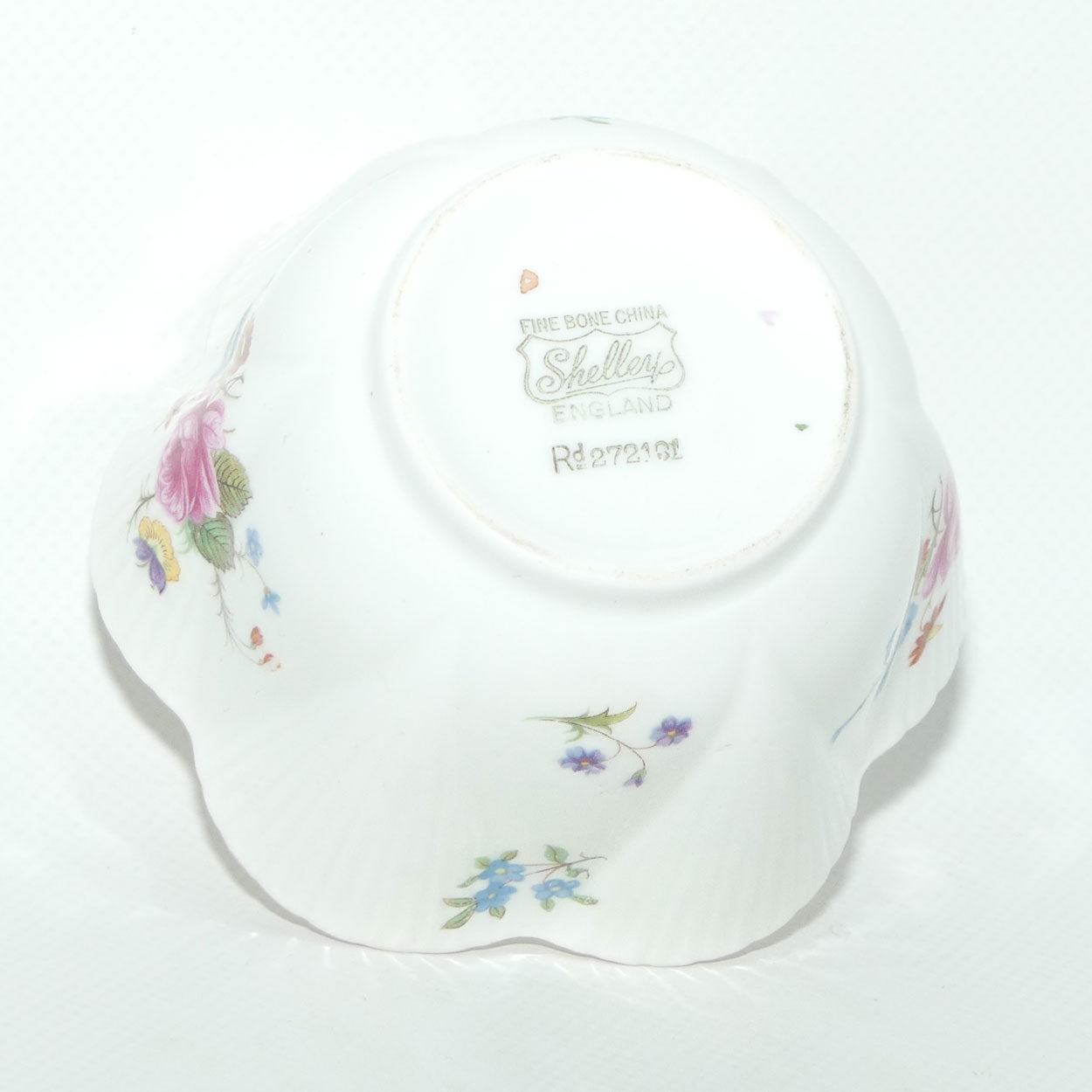 Shelley Dainty shape Rose and Red Daisy sugar bowl | coffee size | Pink trim