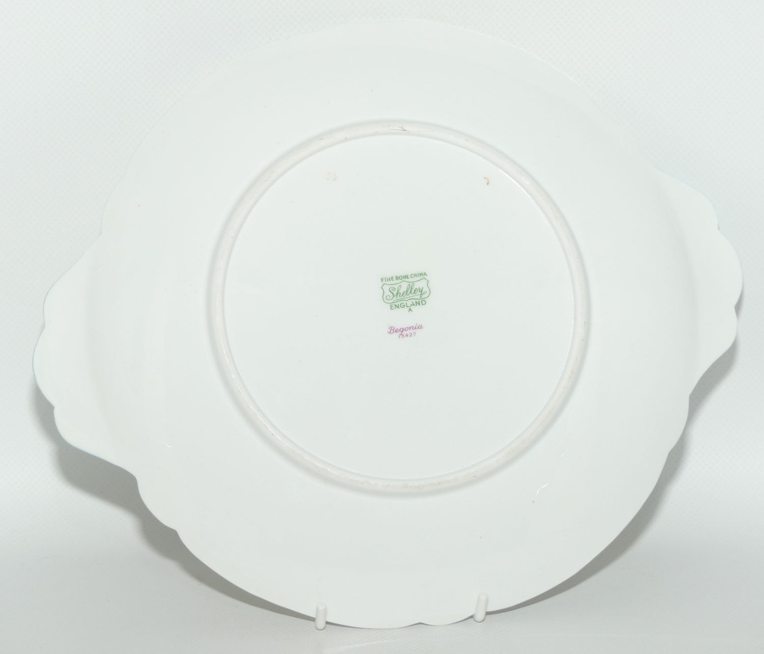 Shelley Oleander shape Begonia pattern tab handle cake plate | 13427