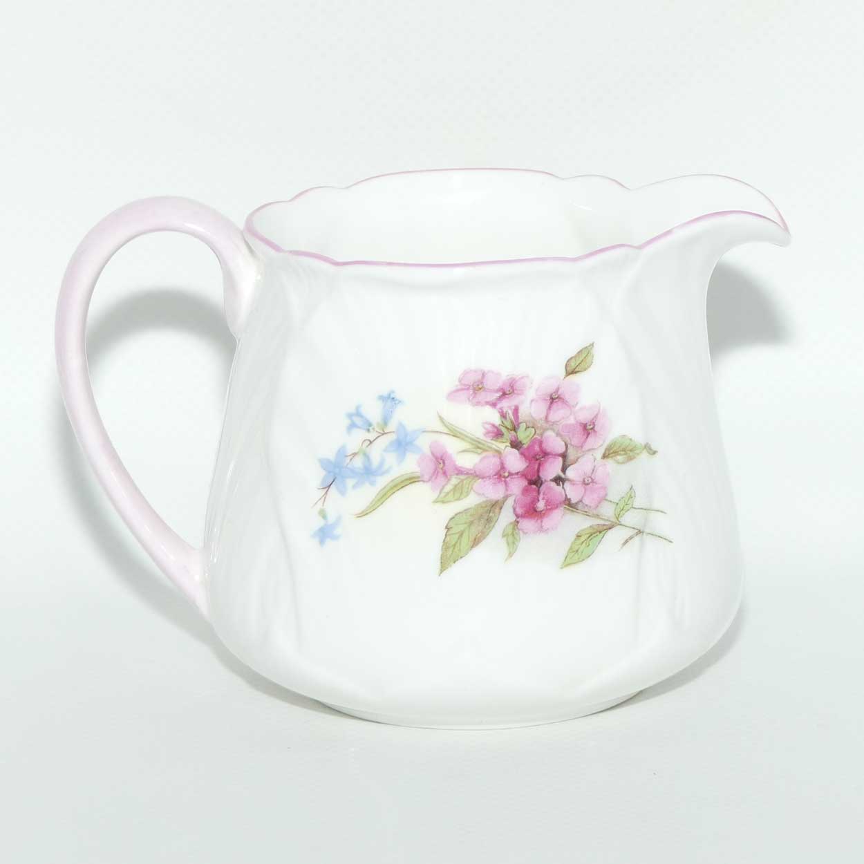 Shelley Oleander shape Stocks milk jug and sugar bowl | 13428 | Pink trim