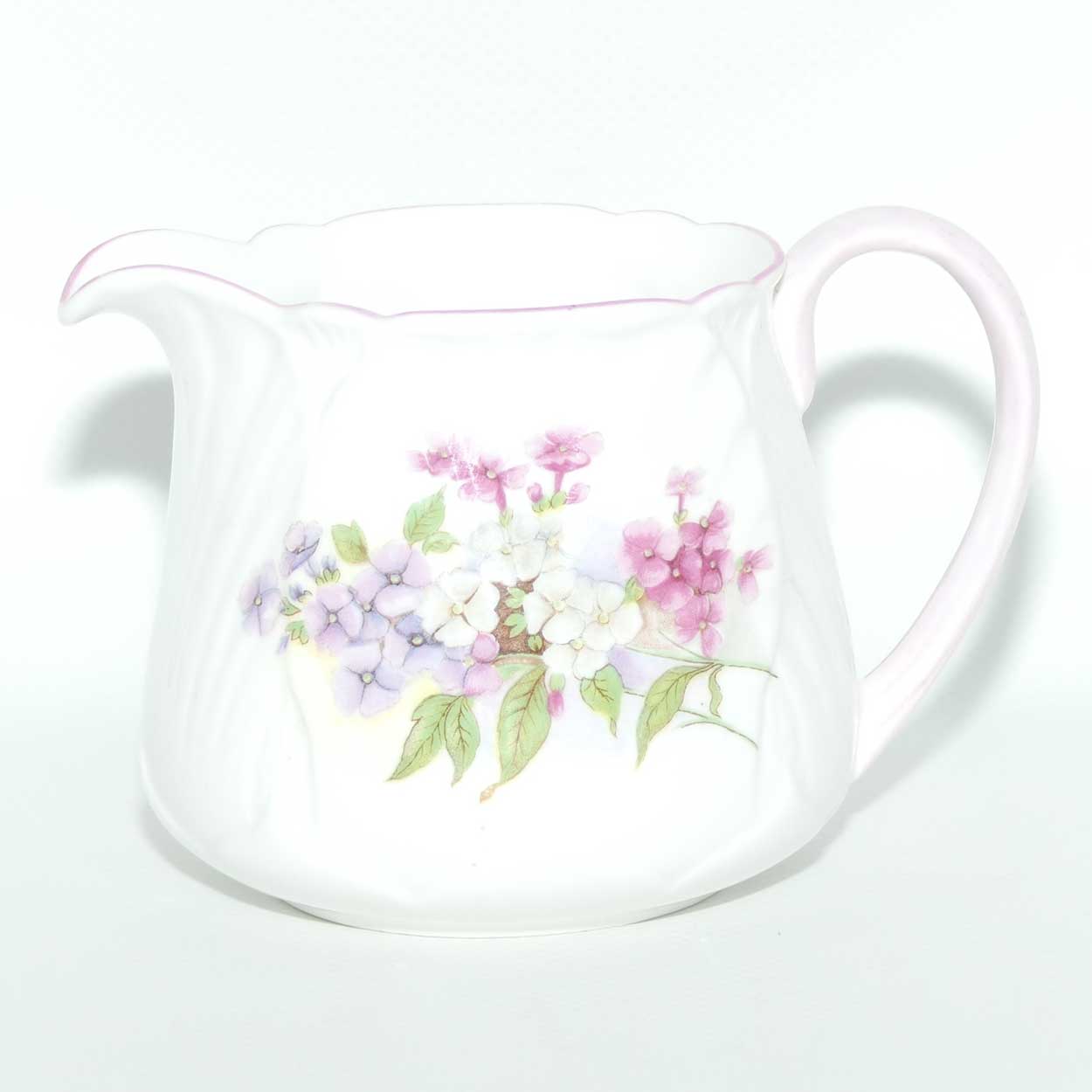 Shelley Oleander shape Stocks milk jug and sugar bowl | 13428 | Pink trim