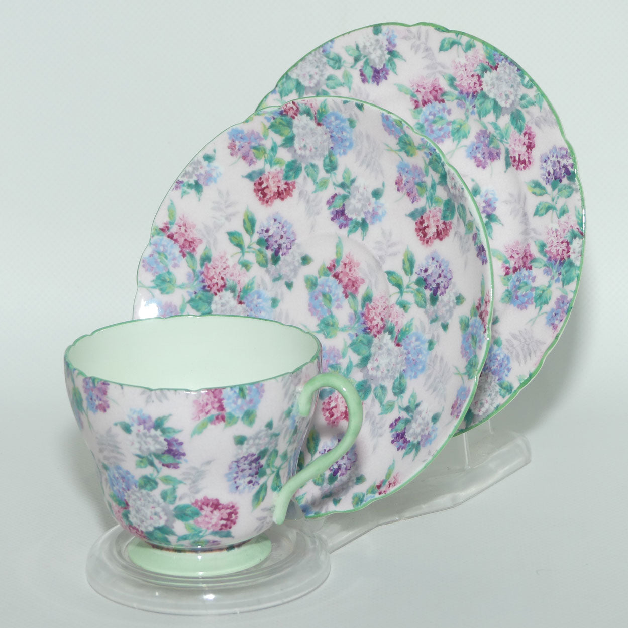 Shelley Richmond shape Summer Glory trio | Pink Ground | Green Wash and Trim | 13456