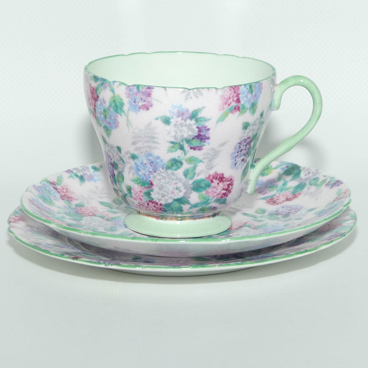 Shelley Richmond shape Summer Glory trio | Pink Ground | Green Wash and Trim | 13456