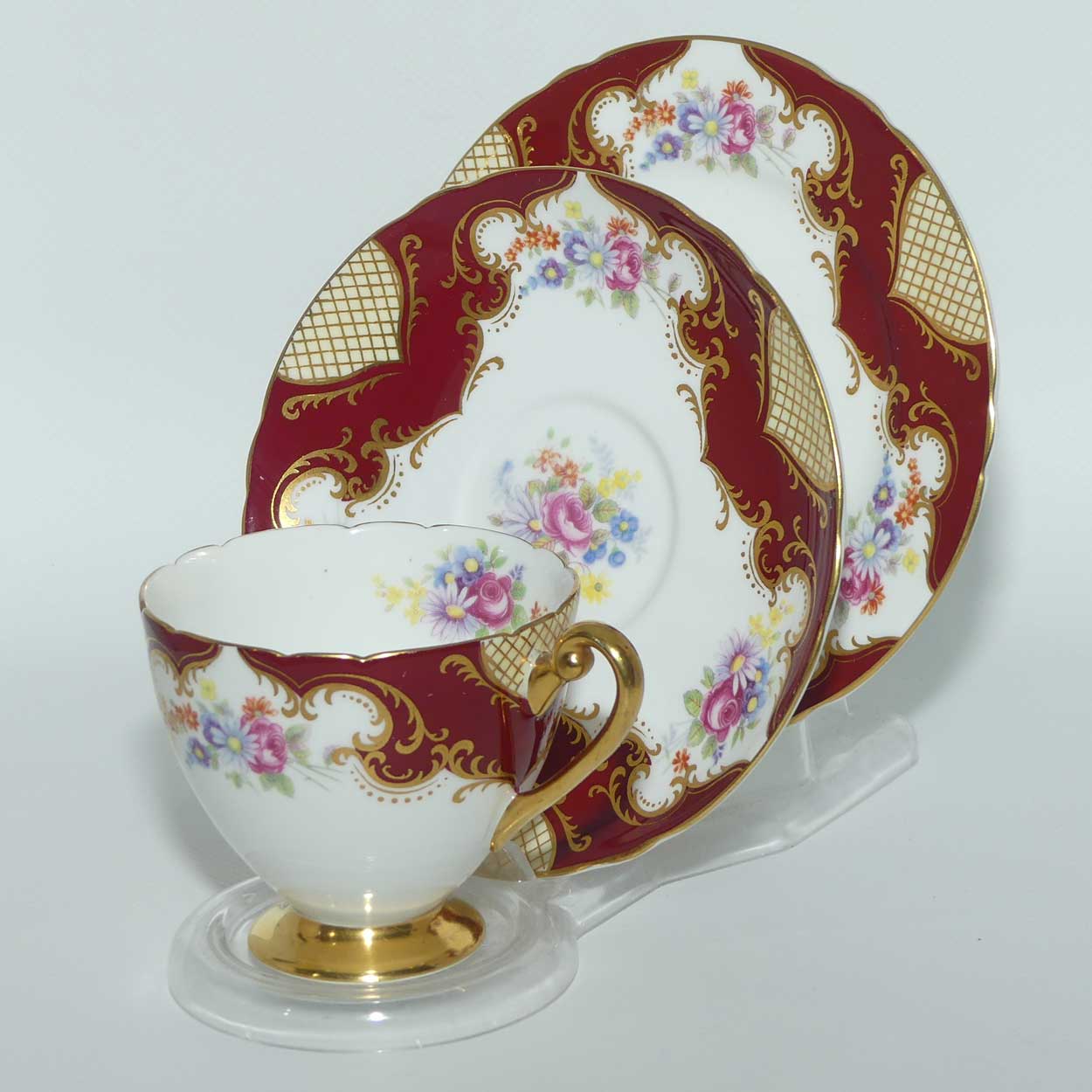 Shelley Ripon shape trio | Georgian and Gilt Patches pattern | #13490