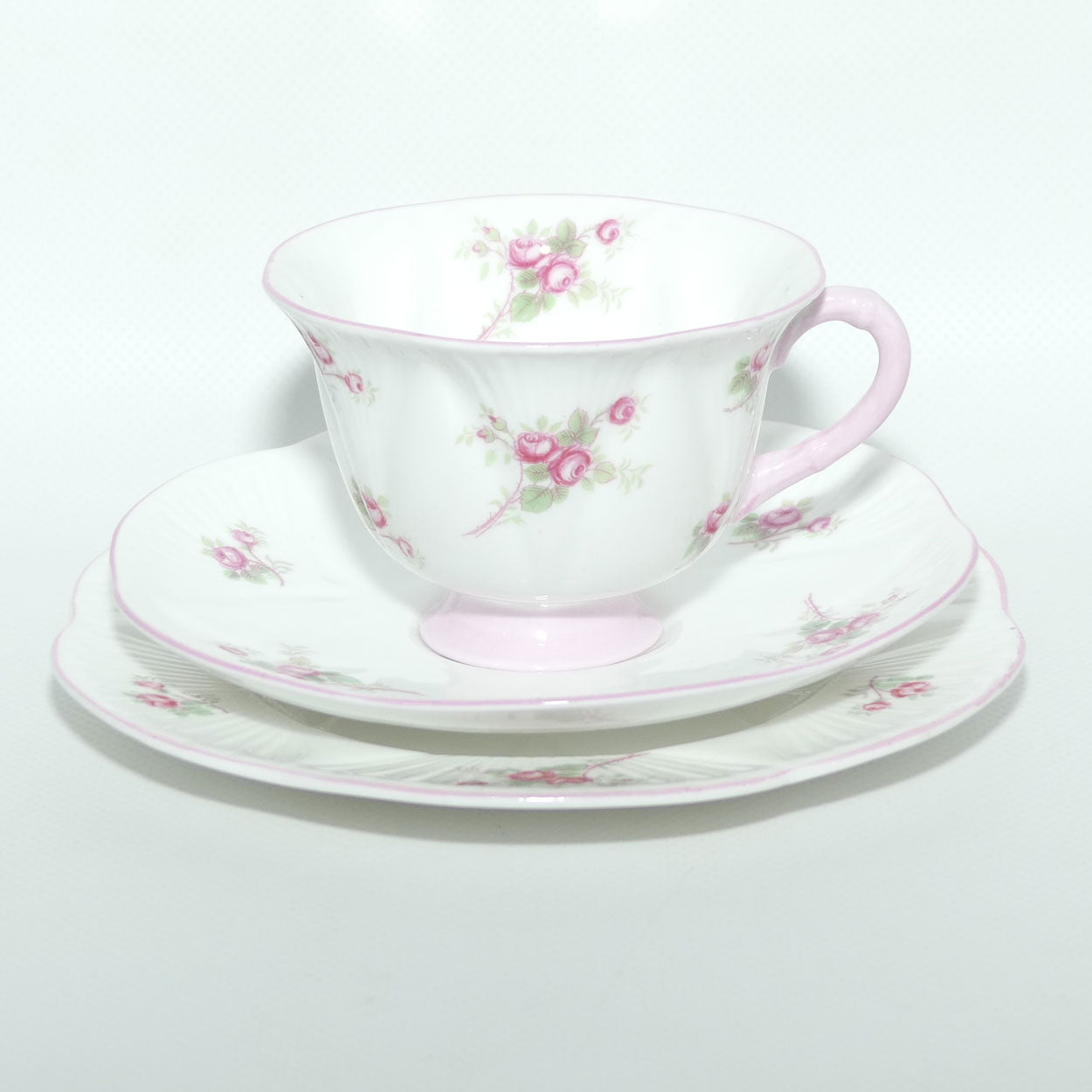 Shelley Footed Dainty shape Bridal Rose pattern trio | 13545