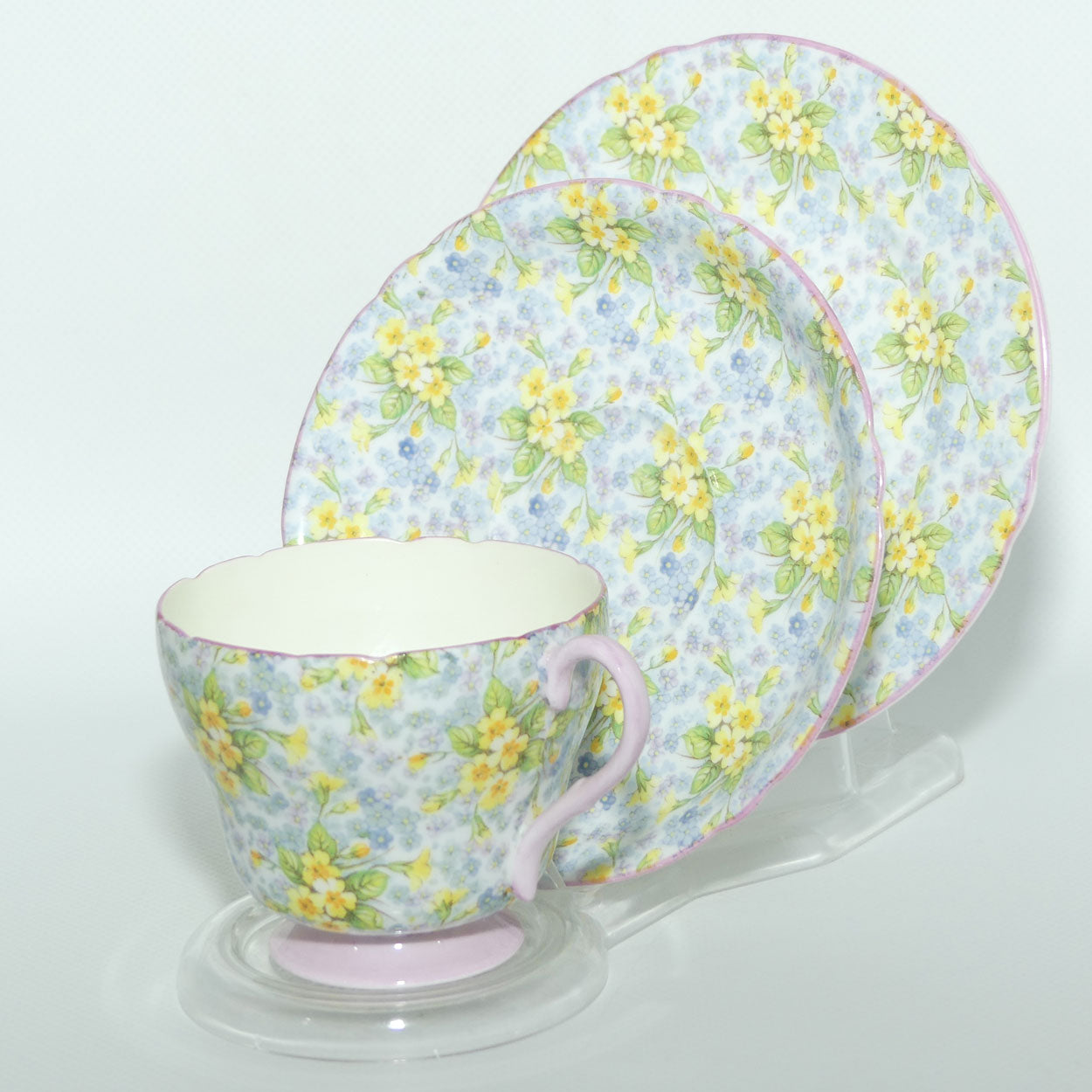 Shelley Richmond shape Primrose Chintz trio | Pink trim | 13587