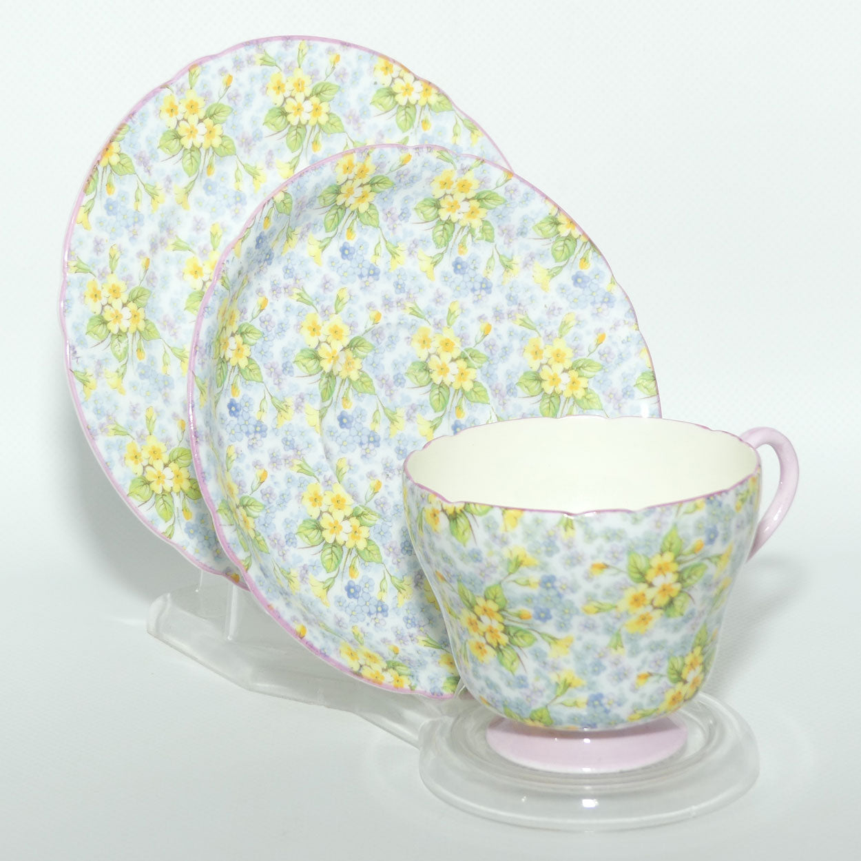 Shelley Richmond shape Primrose Chintz trio | Pink trim | 13587