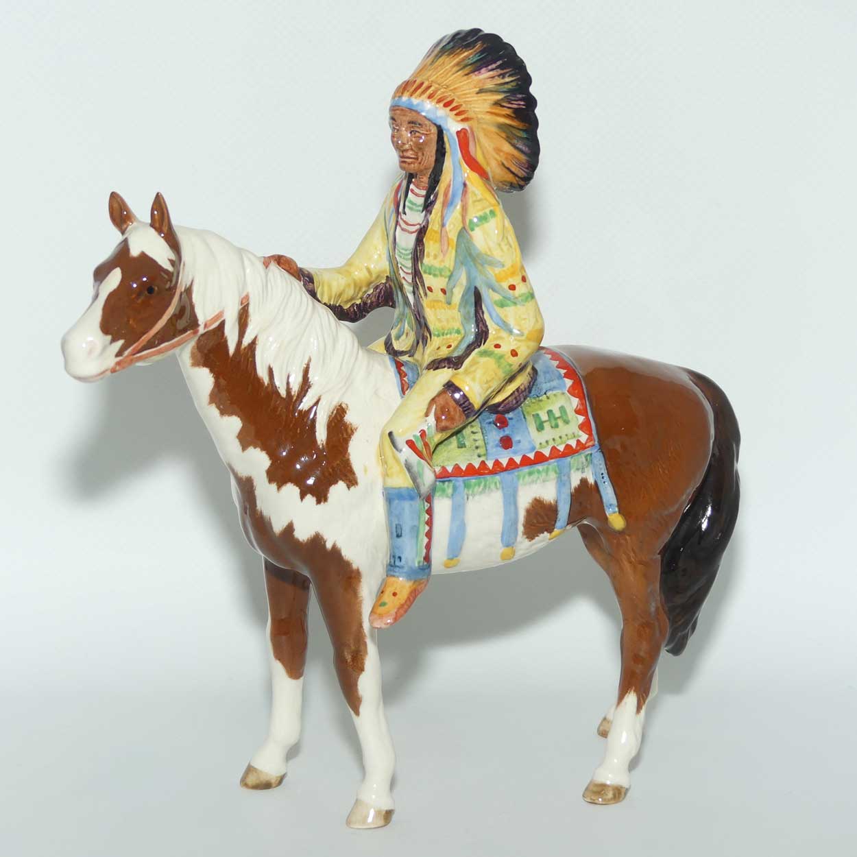 #1391 Beswick Mounted Indian on Skewbald Horse