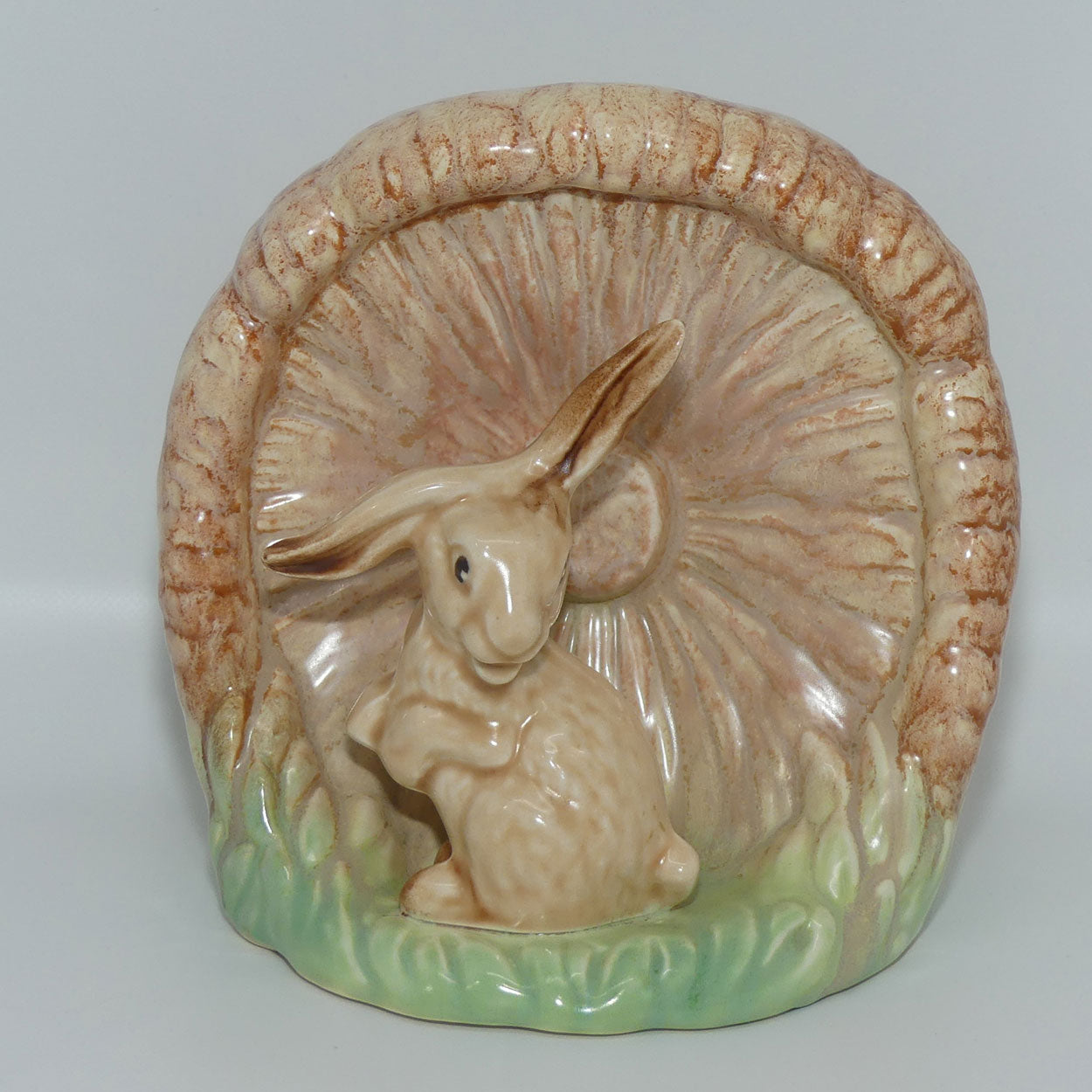 Sylvac #1510 | Lop Ear Rabbit and Mushroom vase | Brown and Green