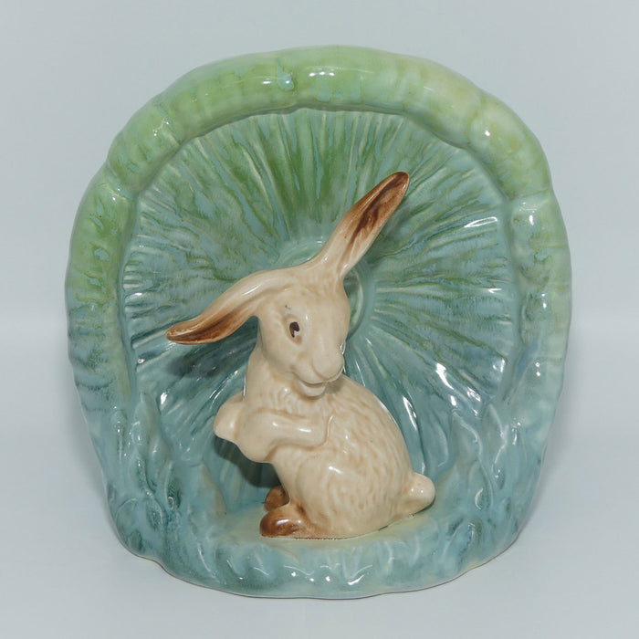 SylvaC #1510 | Lop Ear Rabbit and Mushroom vase | Green and Blue