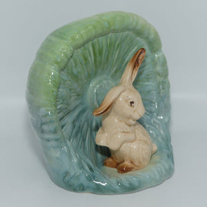 Sylvac #1510 | Lop Ear Rabbit and Mushroom vase | Green and Blue