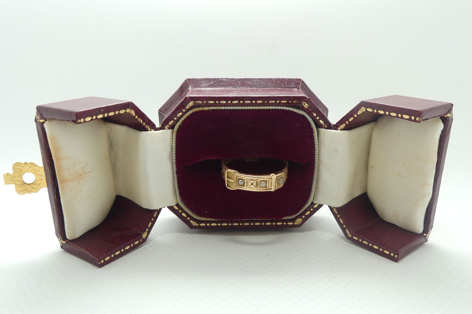 15ct Yellow Gold and Seed Pearl Buckle Ring | Antique | Valued $2200