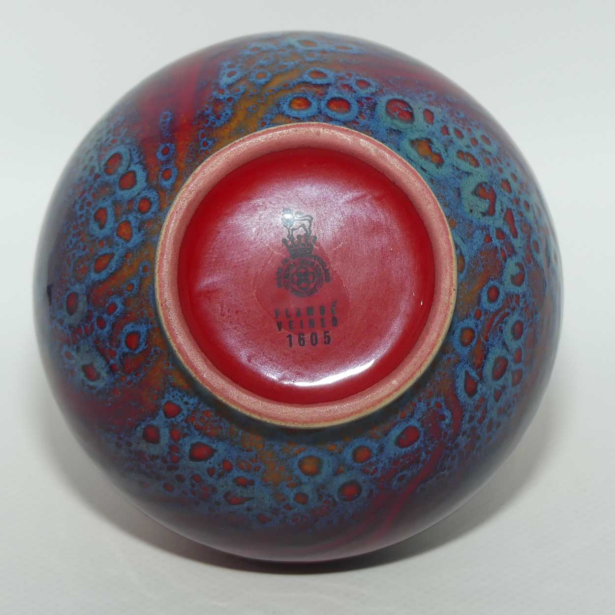 Royal Doulton Flambe Veined 1605 vase | Exceptional Blue