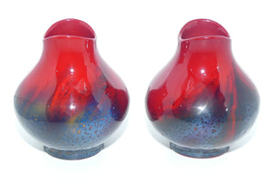 Royal Doulton Flambe Veined 1605 pair of vases | Exceptional Blue