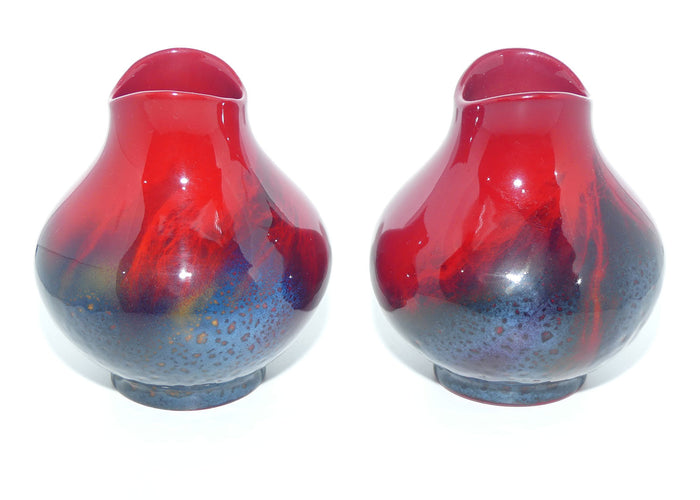 Royal Doulton Flambe Veined 1605 pair of vases | Exceptional Blue