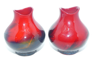 Royal Doulton Flambe Veined 1605 pair of vases | Exceptional Blue