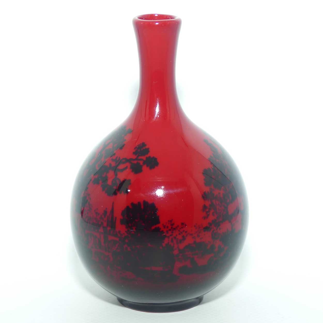 Royal Doulton Flambe Woodcut Castles or Churches miniature vase #1606 | #2