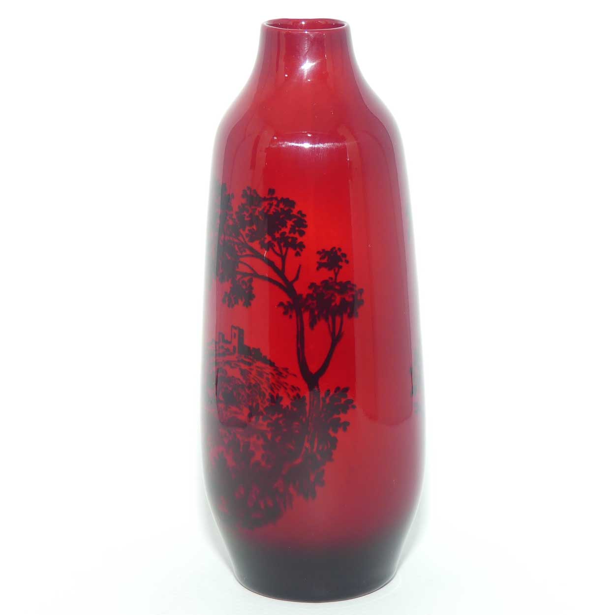 Royal Doulton Woodcut Flambe vase | Castle scene | Shape 1614 | 13cm