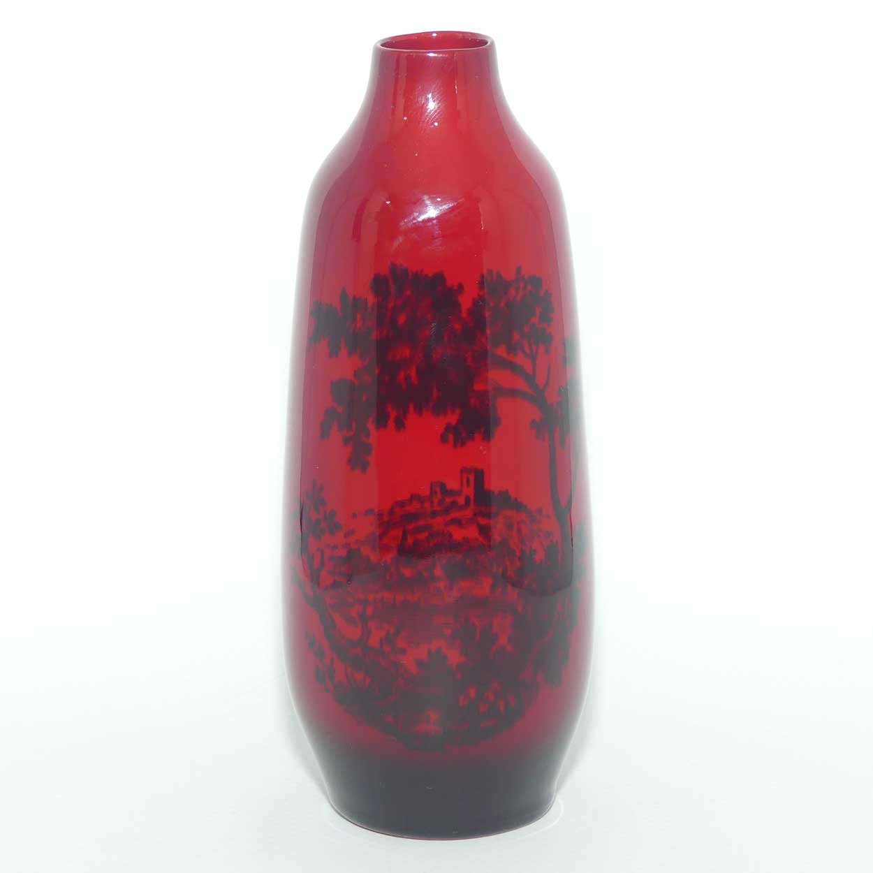 Royal Doulton Woodcut Flambe vase | Castle scene | Shape 1614 | 13cm