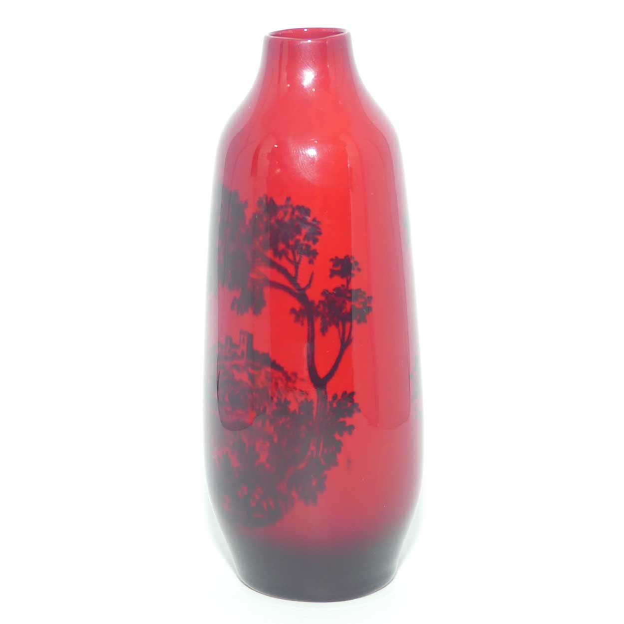 Royal Doulton Woodcut Flambe vase | Castle scene | Shape 1614 | 13cm