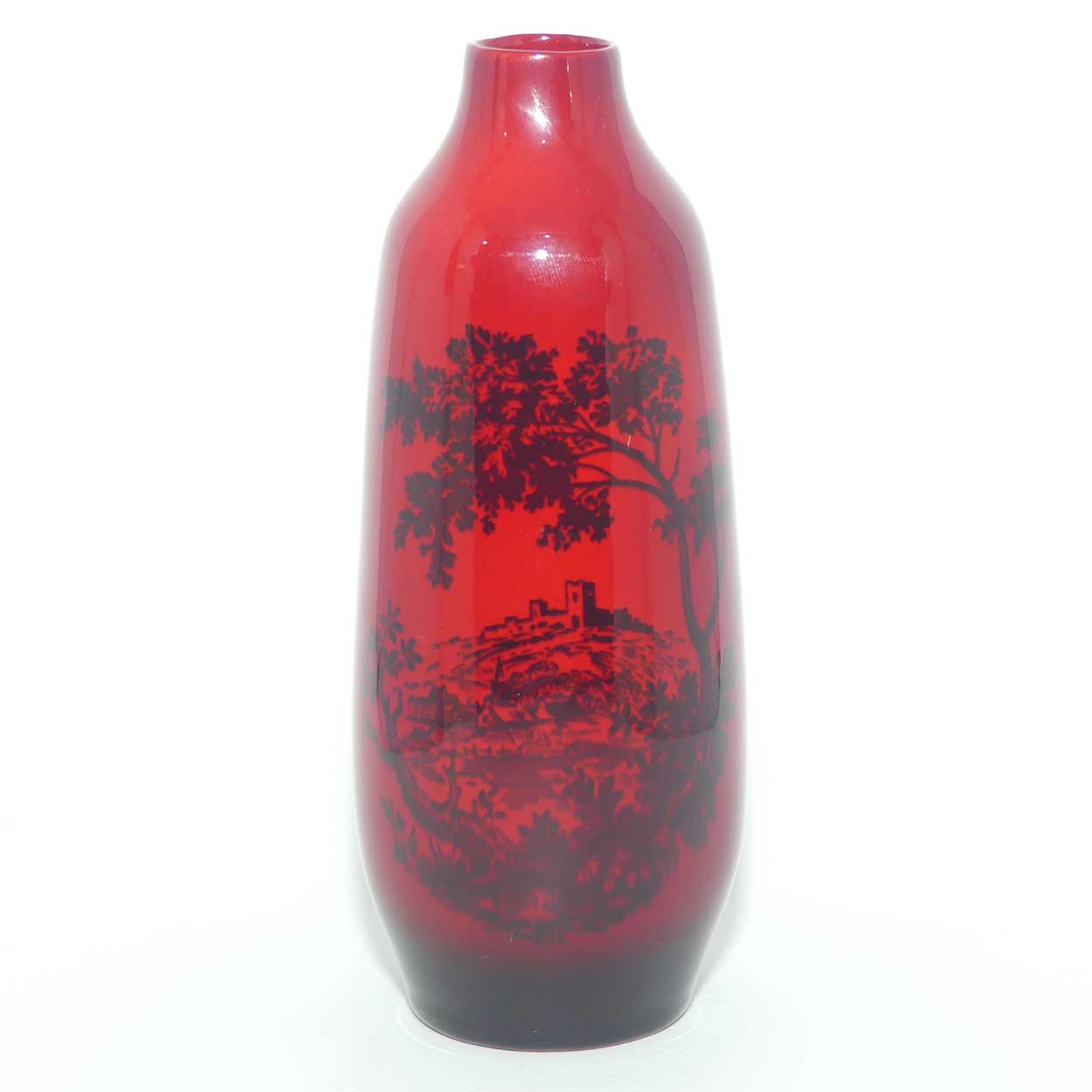 Royal Doulton Woodcut Flambe vase | Castle scene | Shape 1614 | 13cm