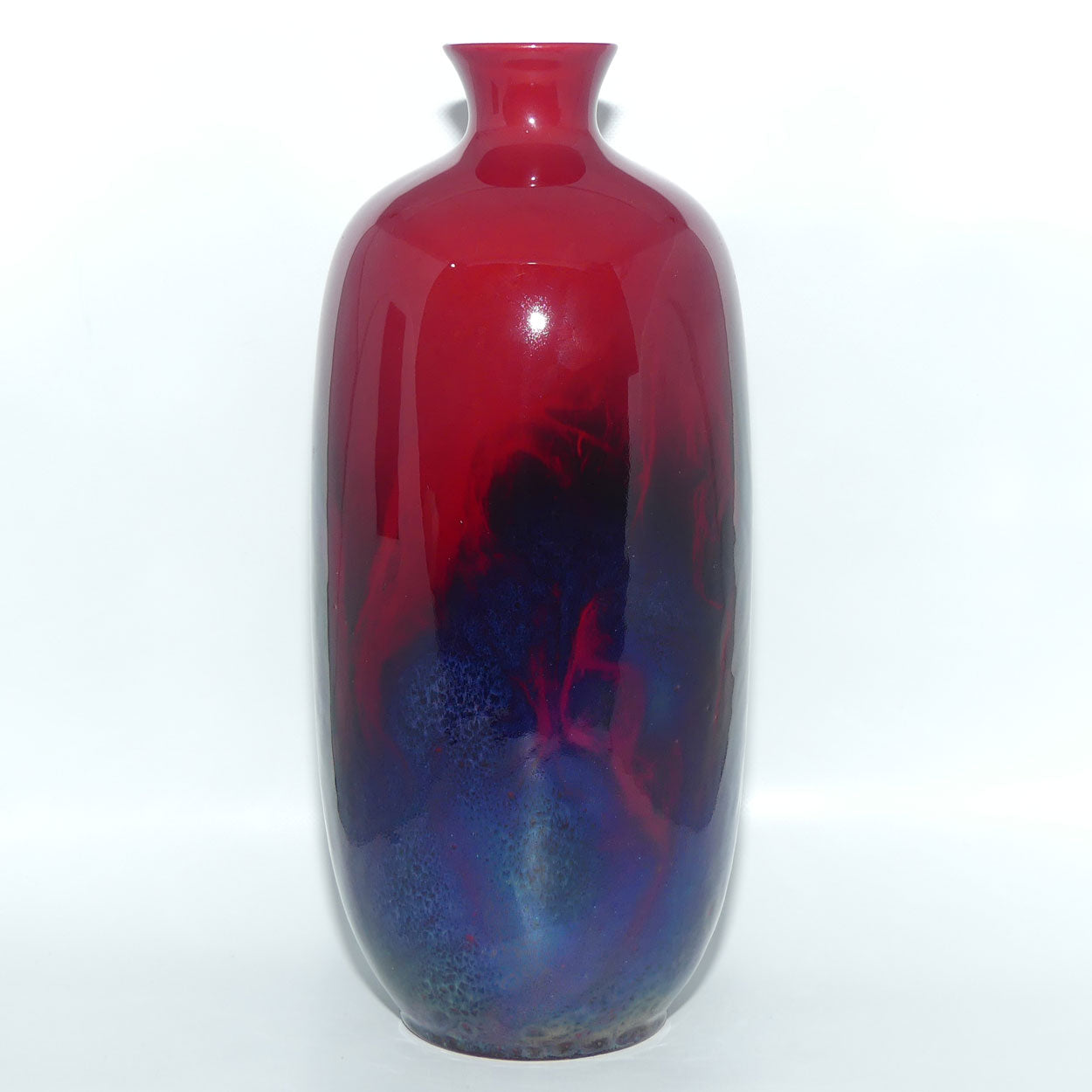 Royal Doulton Flambe Veined 1619 tall vase | superb Blue Hues