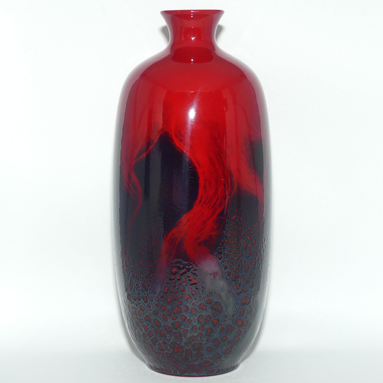 Royal Doulton Flambe Veined 1619 tall vase | superb Blue Hues | #2