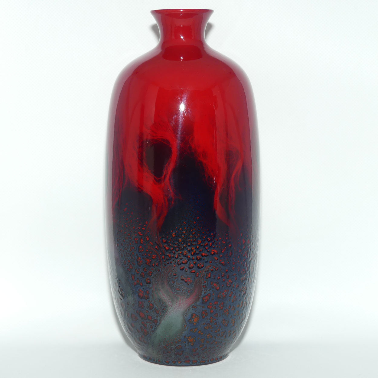 Royal Doulton Flambe Veined 1619 tall vase | superb Blue Hues | #2