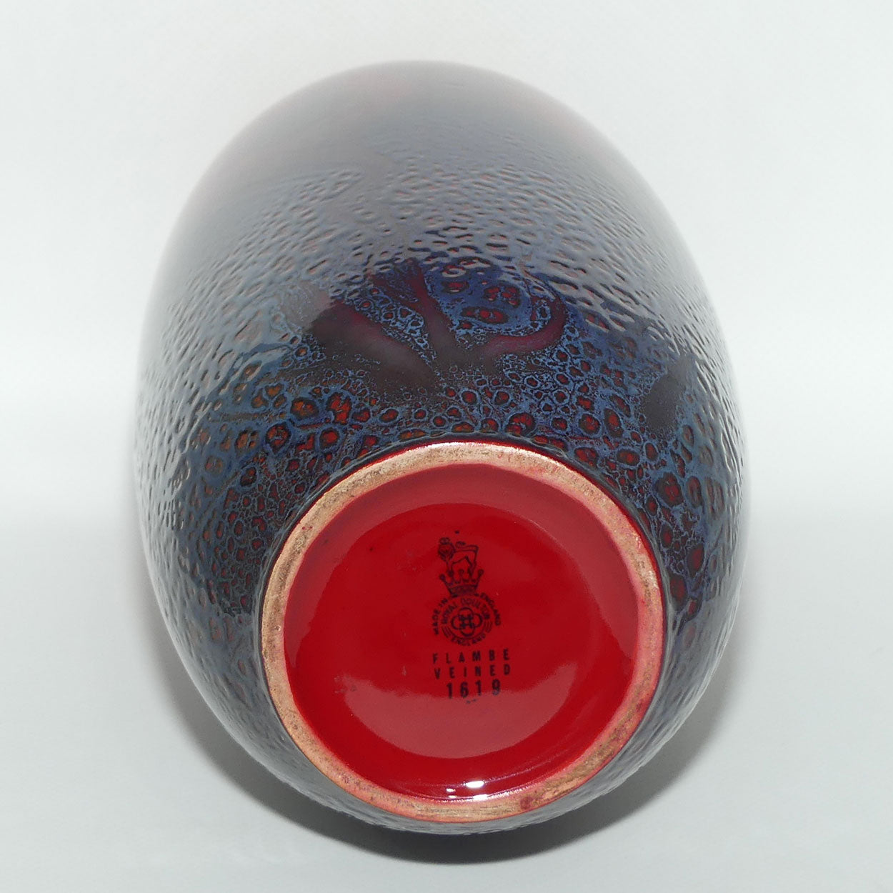 Royal Doulton Flambe Veined 1619 tall vase | superb Blue Hues | #2