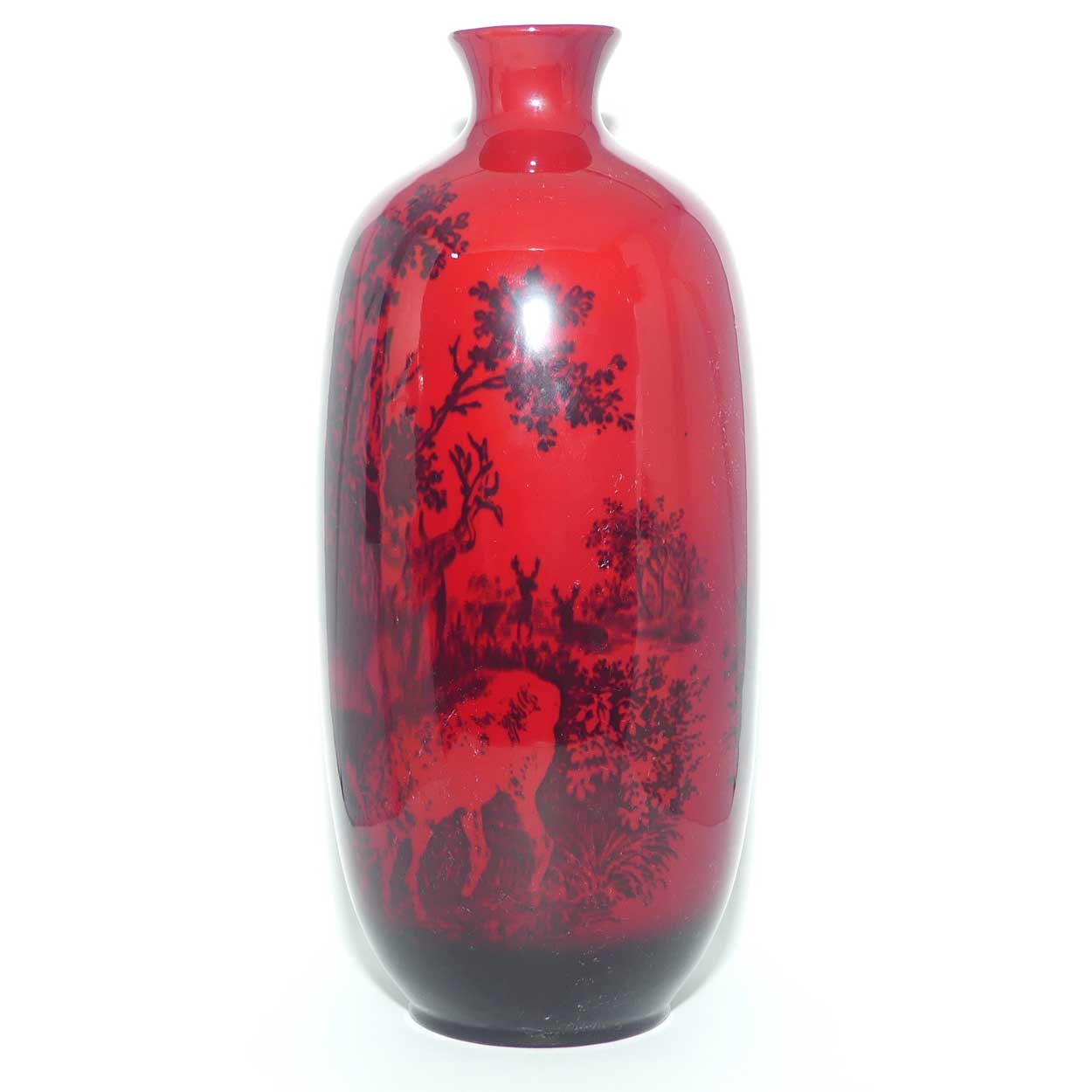 Royal Doulton Flambe Woodcut Highland Deer tall vase | Shape 1619 | #3
