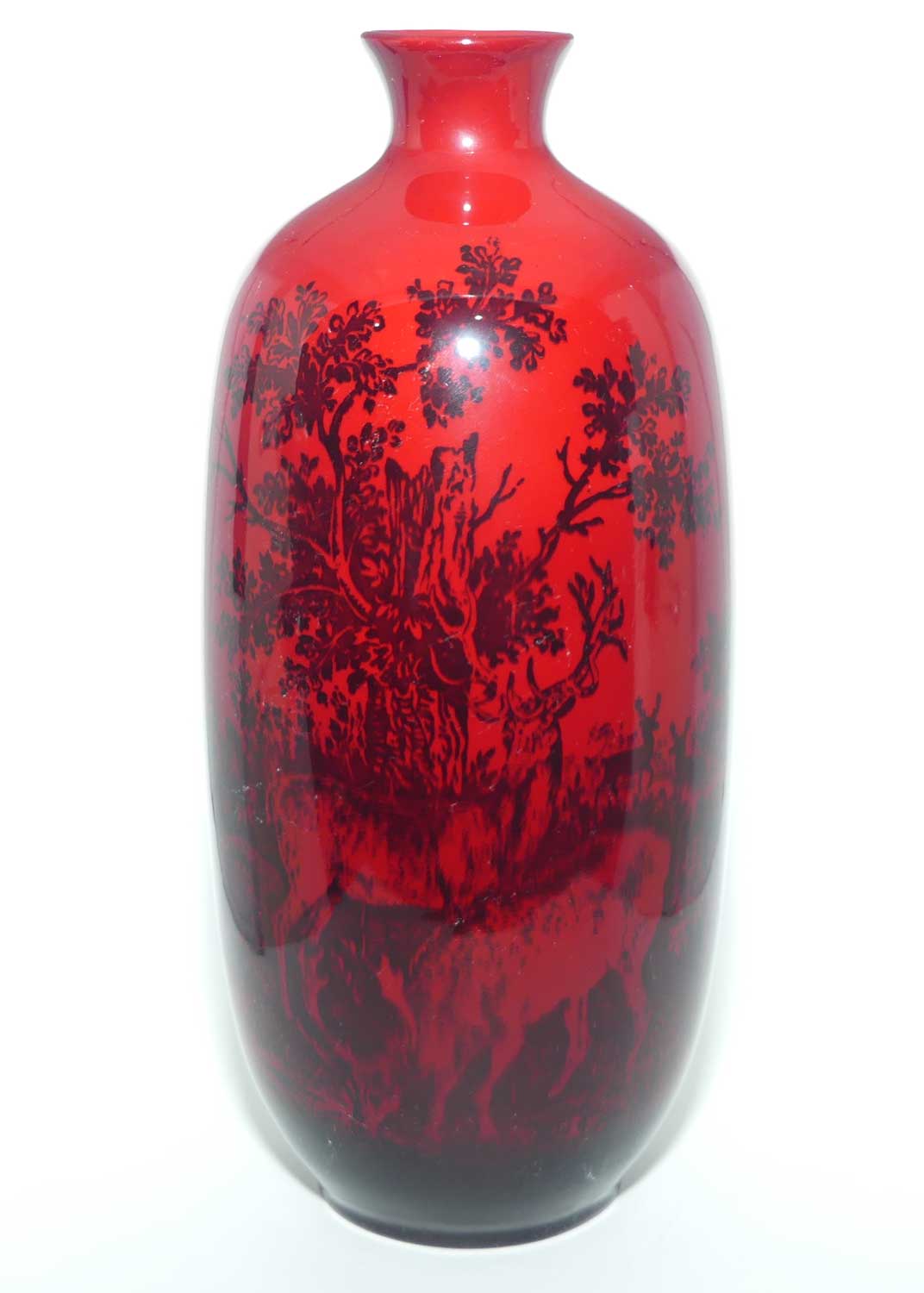 Royal Doulton Flambe Woodcut Highland Deer tall vase | Shape 1619 | #3