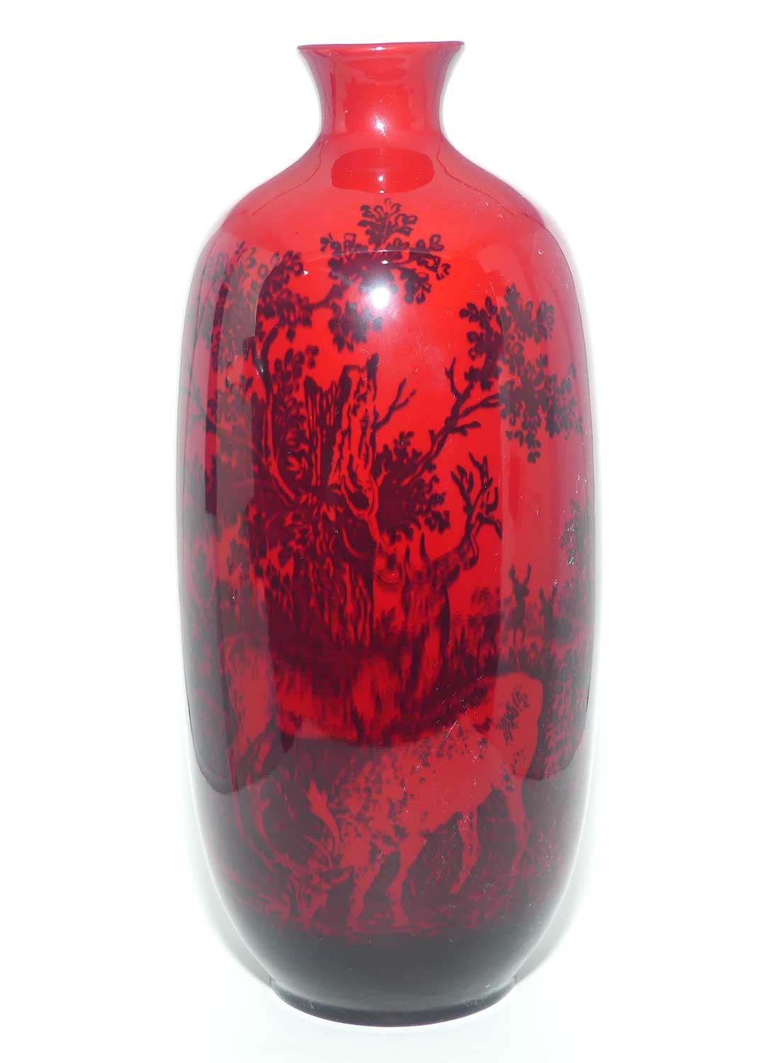 Royal Doulton Flambe Woodcut Highland Deer tall vase | Shape 1619 | #3