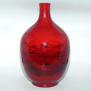 Royal Doulton Flambe large vase | Shape 1624 | Japanese Scene