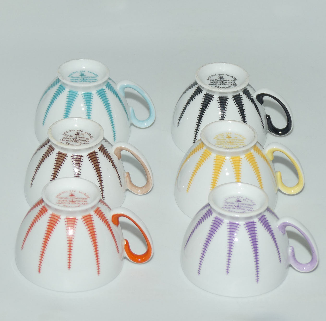 Pure 1950's design Royal Stafford Merlin Ware Harlequin coffee set